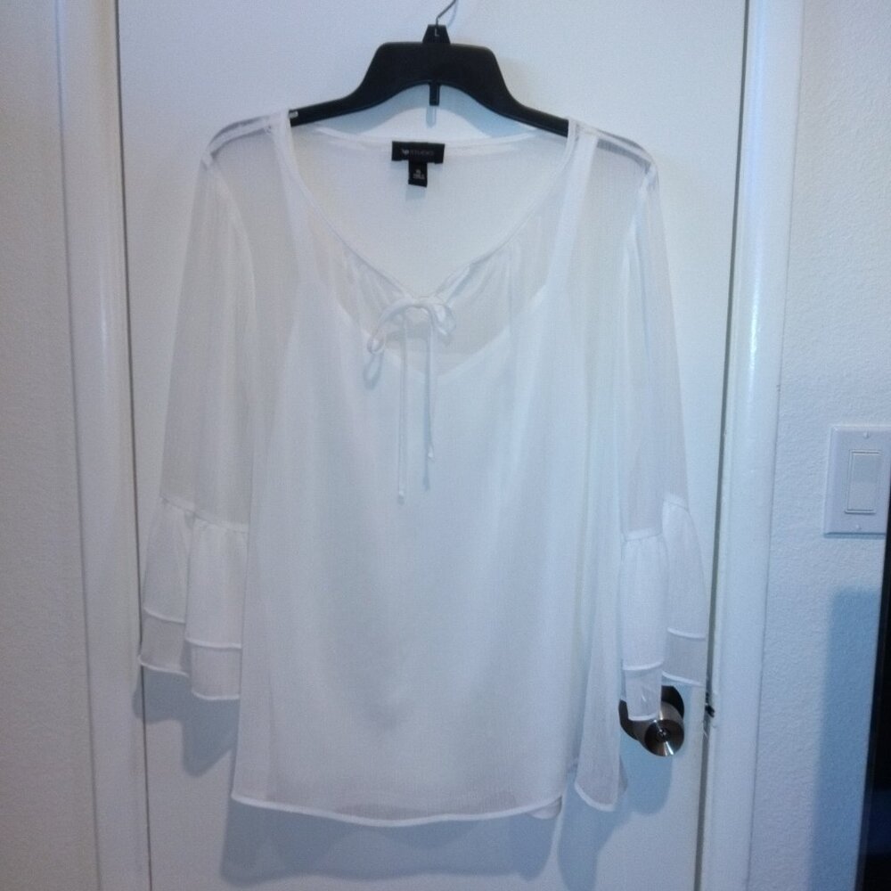 AB Studios .. White Sheer Blouse